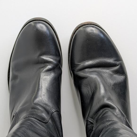 Frye Melissa Button Boots 7.5 Black Leather Tall Riding Knee High Equestrian - Picture 13 of 16